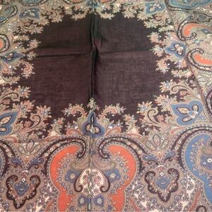 Yves Saint Laurent Blue and Black Patterned Mini Scarf